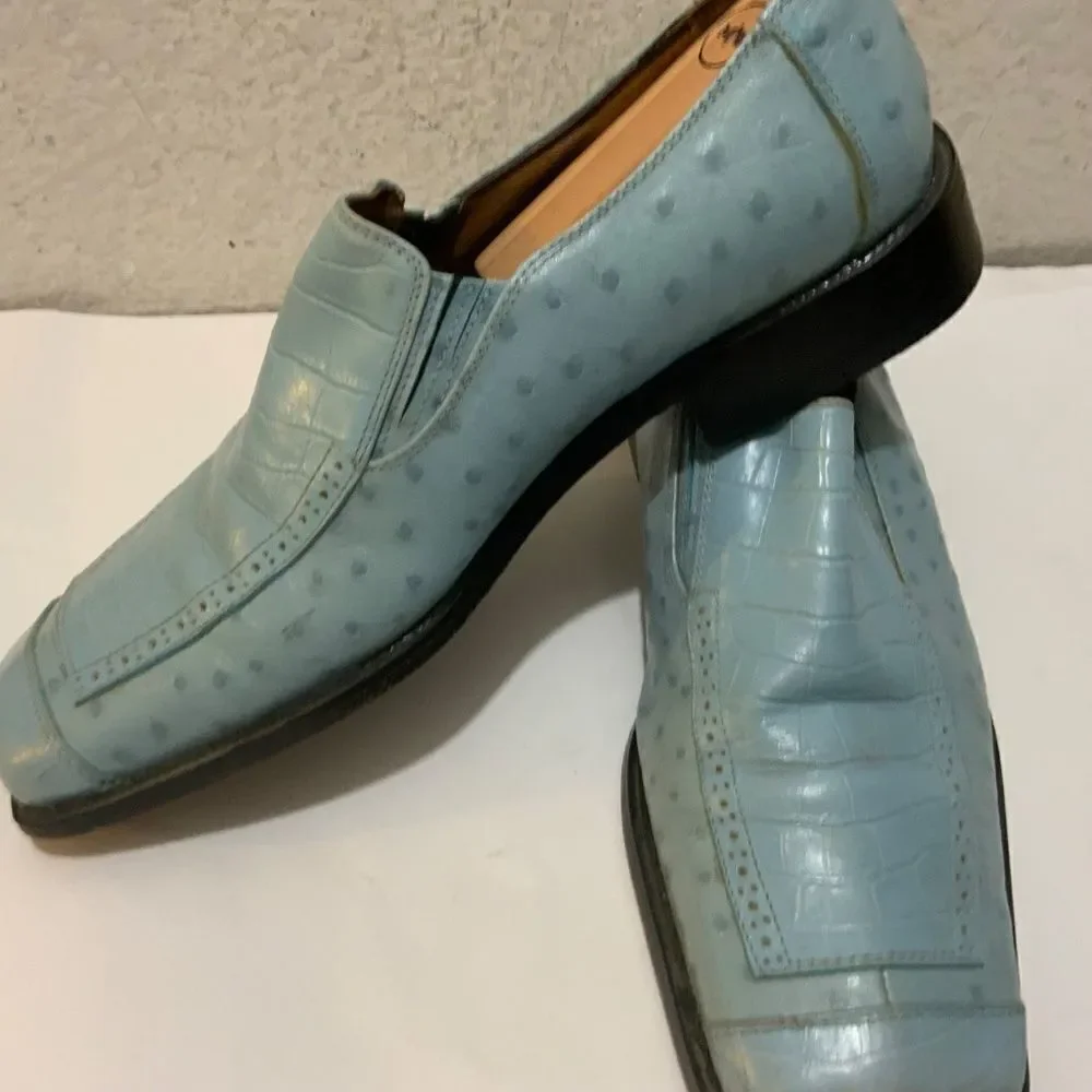 Fratelli Loafers Mens Size 9 Leather Slip On blue Square Toe Dress Shoes